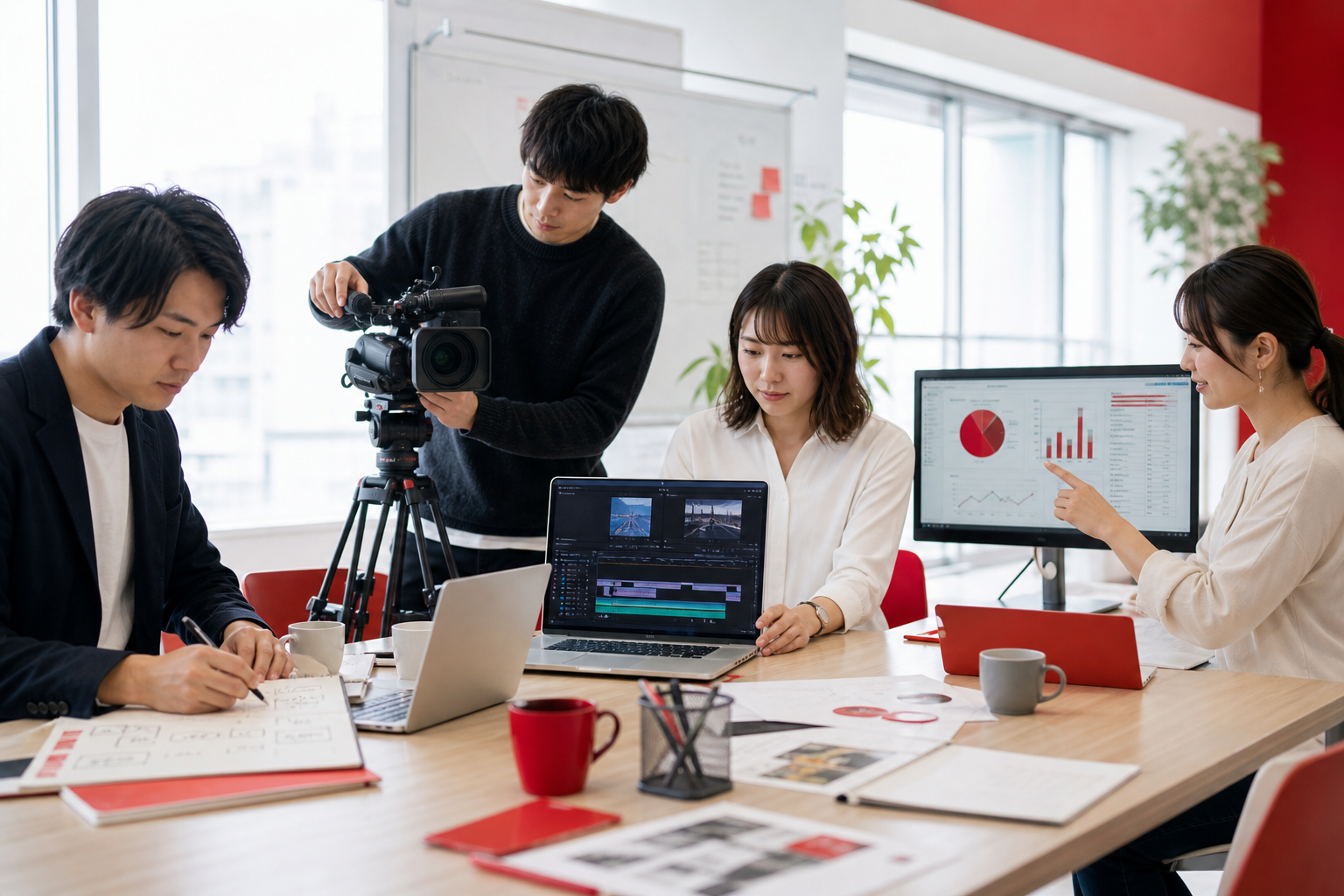 YouTube運用に必要な企画・撮影・編集・投稿・分析の役割分担イメージ