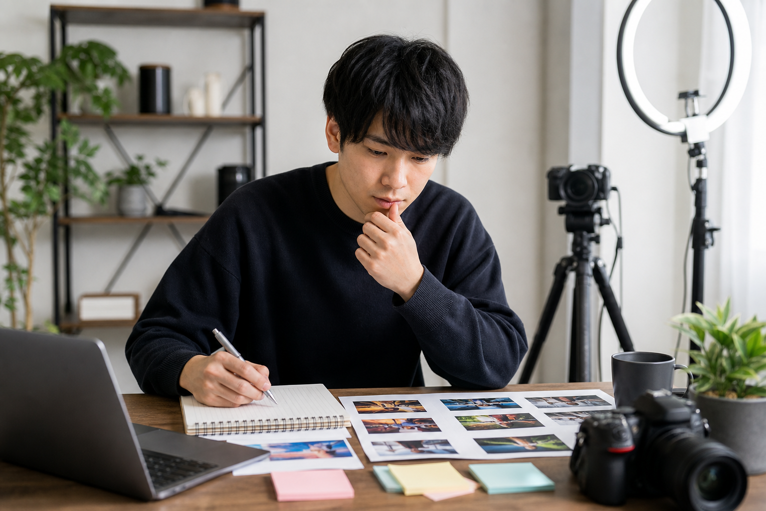 サムネとキーワードを整理して企画するクリエイター