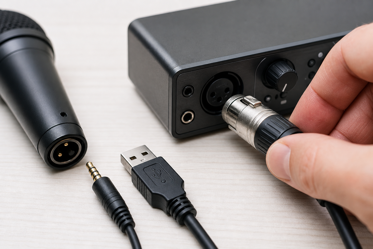 3.5mm・USB・XLRなどマイクの接続端子とオーディオインターフェース