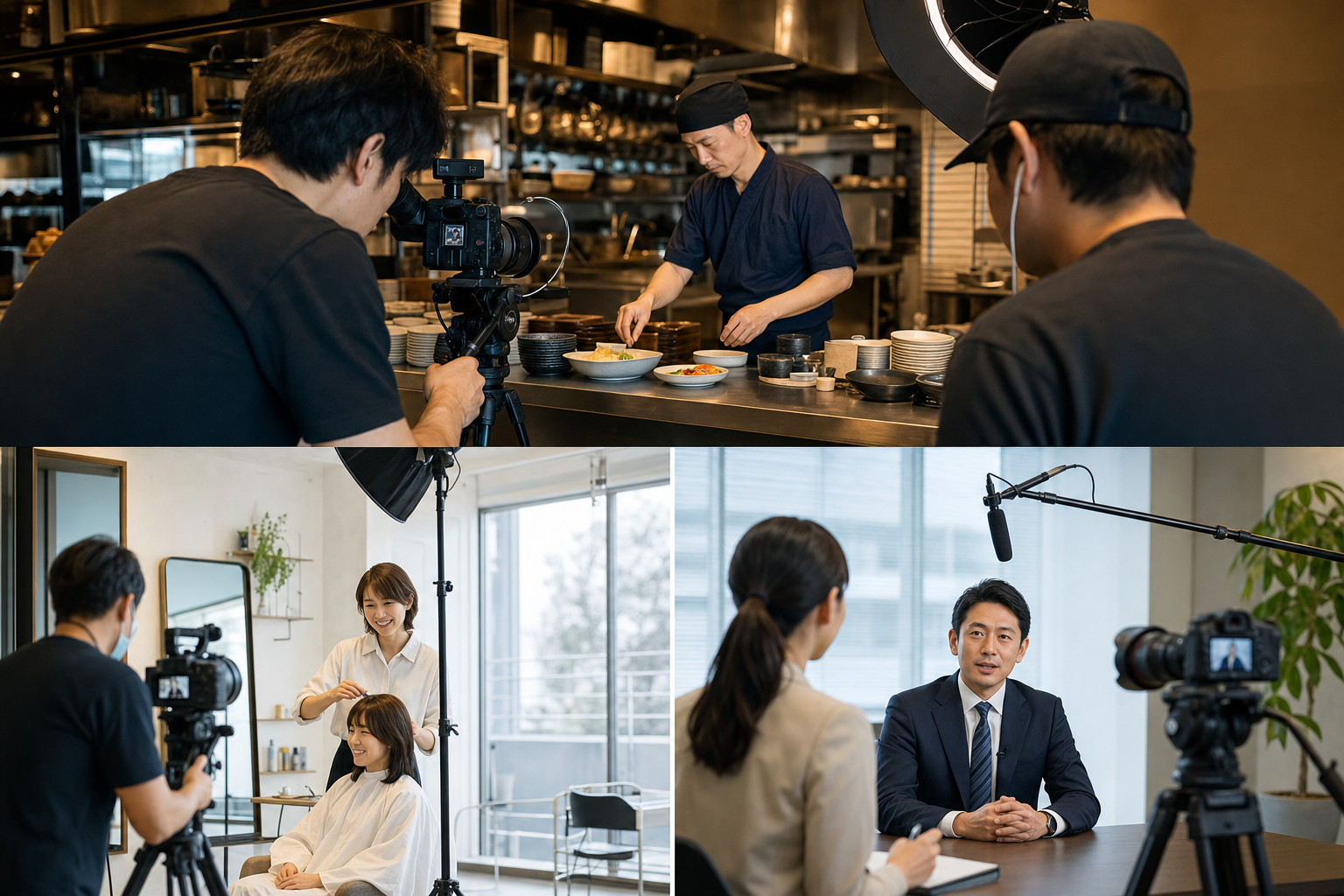 業種別の動画撮影シーン（店舗・サロン・企業）