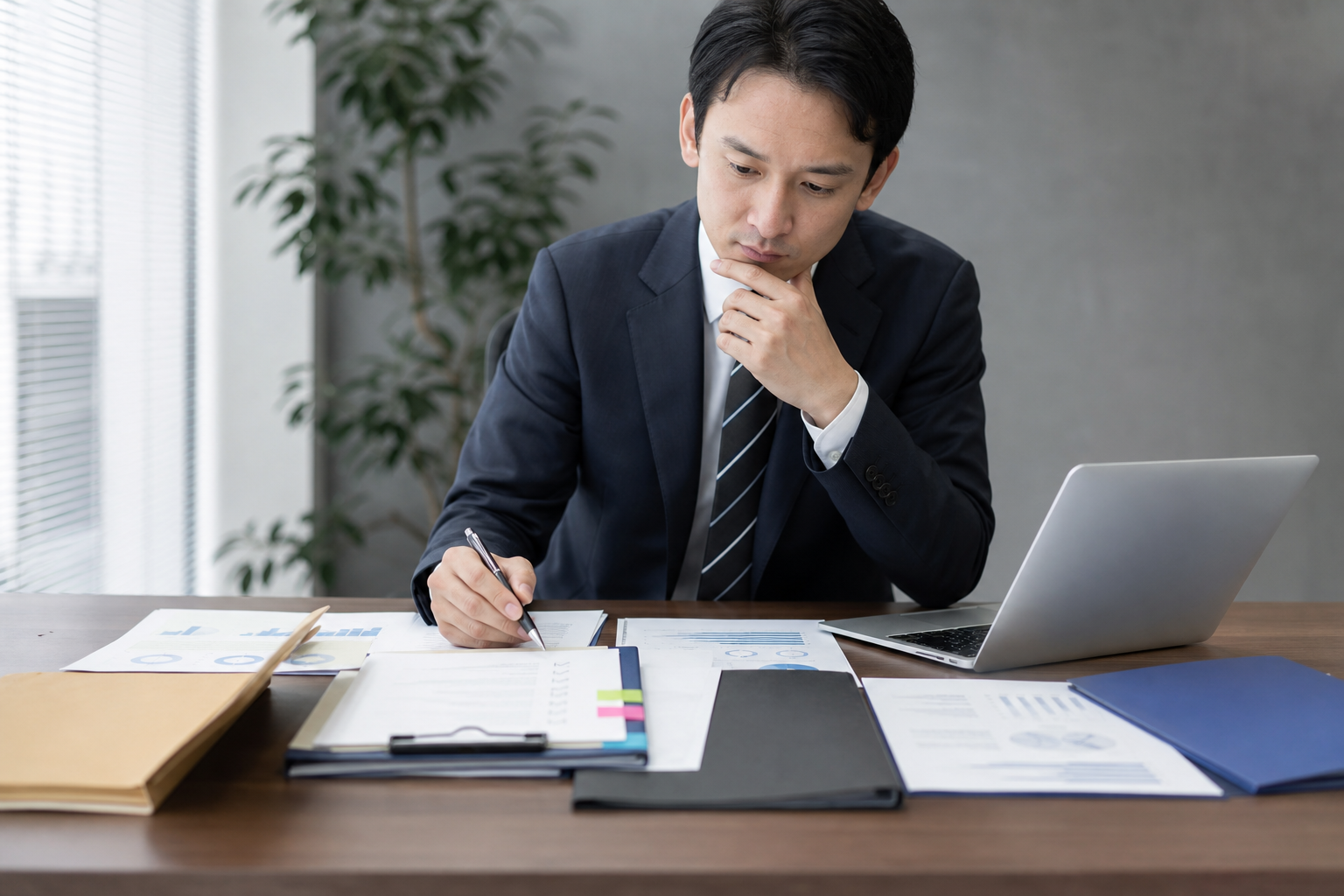 複数社の提案を比較して運用代行会社を選ぶ担当者