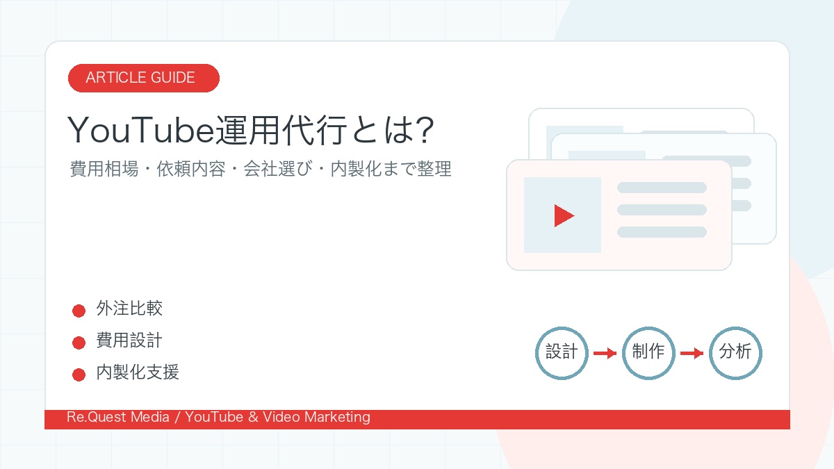 YouTube運用代行とは？費用相場・依頼内容・会社の選び方からインハウス内製化まで完全ガイド
