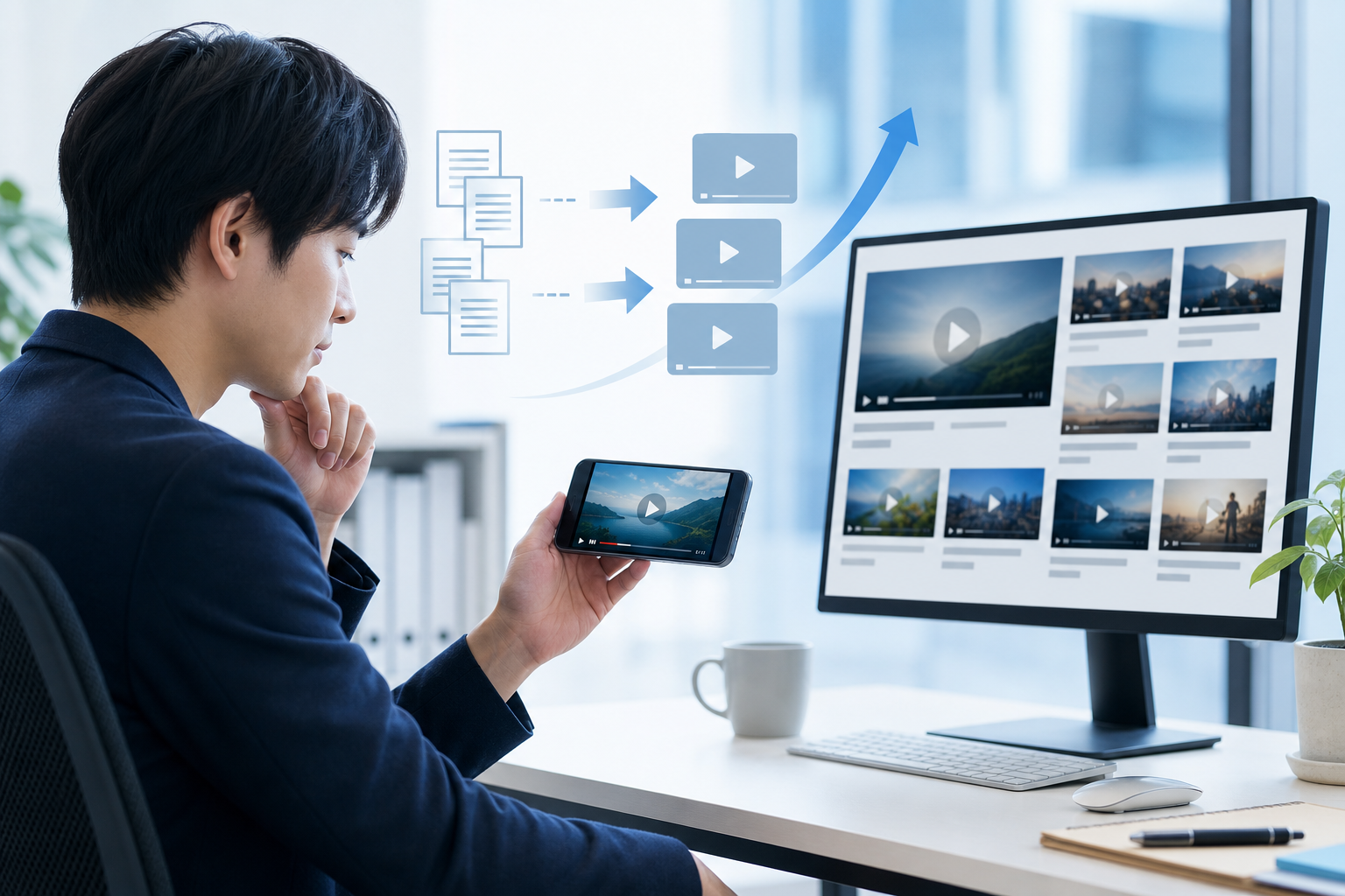 情報収集が動画へ移る市場変化のイメージ