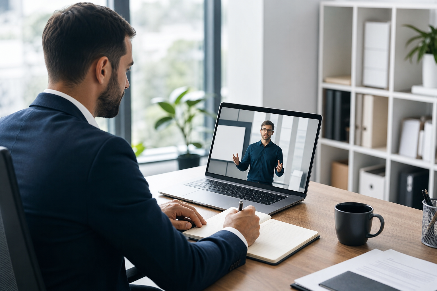 ビジネス動画で情報収集する企業の担当者