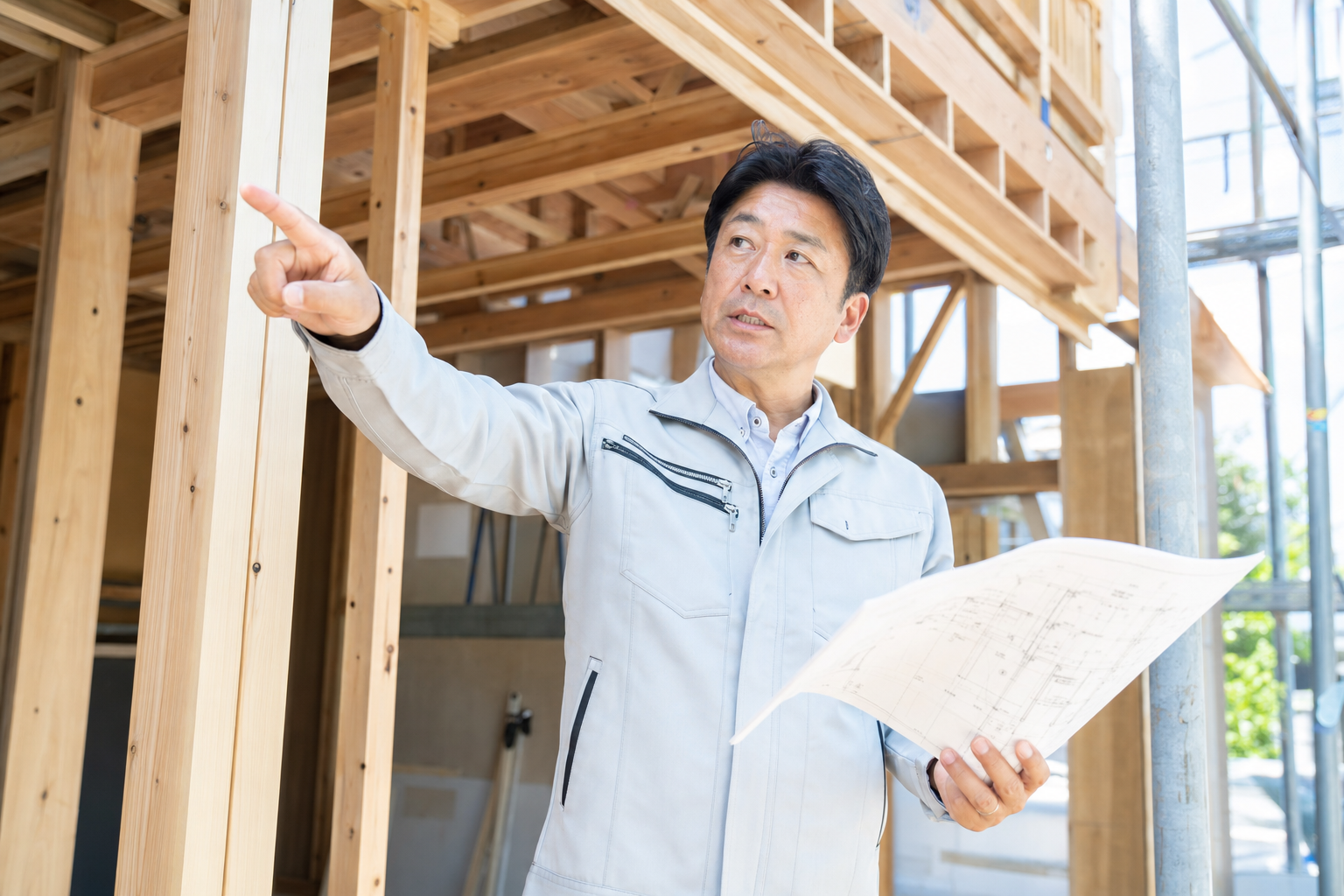 建築歴の長い職人社長の権威性と一次情報を象徴するイメージ