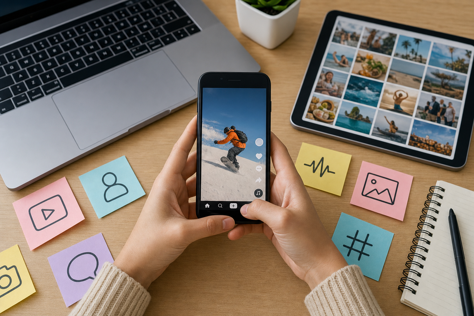 Instagram・X・TikTok・YouTubeなどプラットフォーム別に運用するイメージ